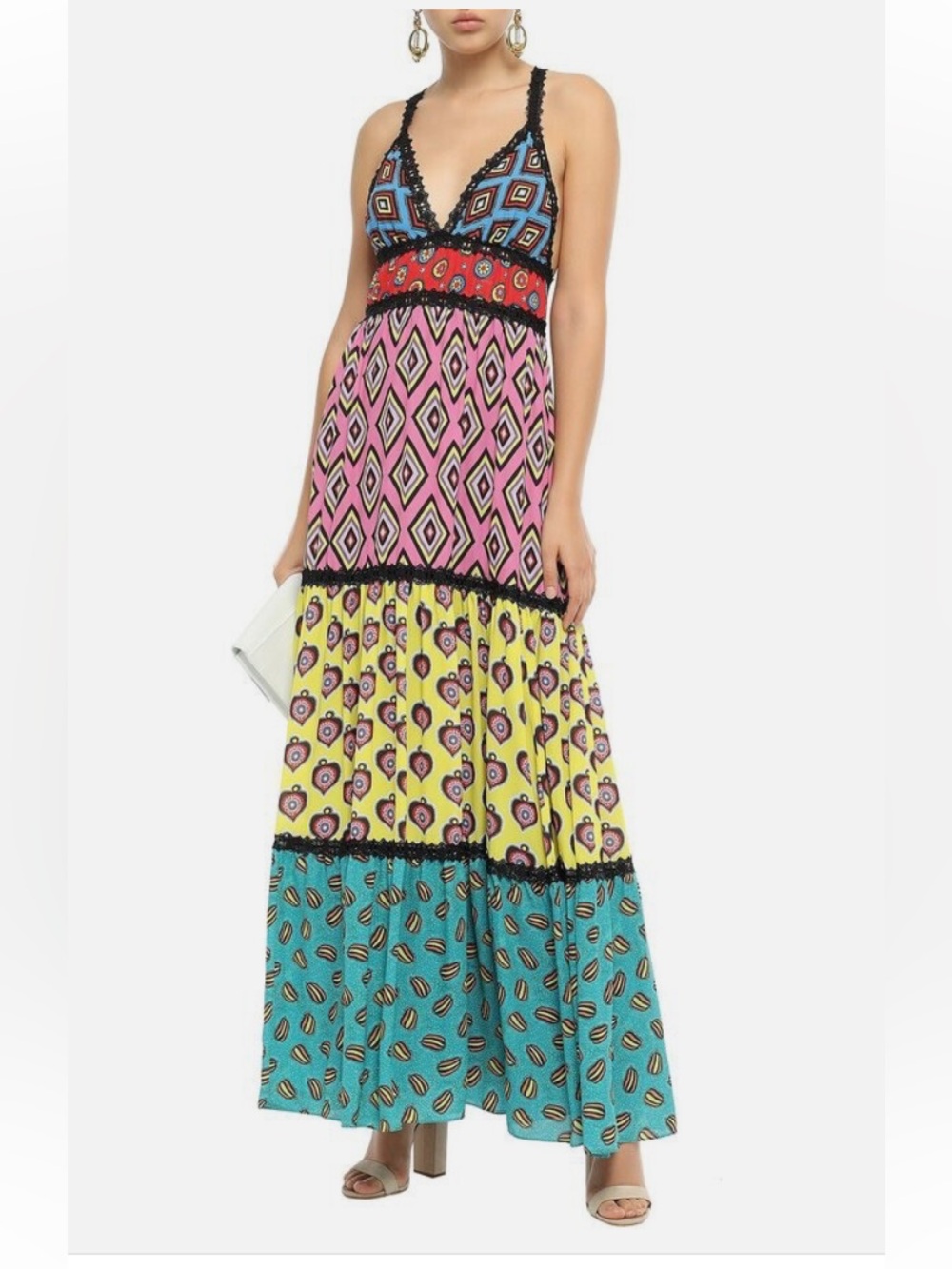 Alice + Olivia X Carla Kranendonk Karolina Paneled Maxi Dress Size 8 - Picture 3 of 12